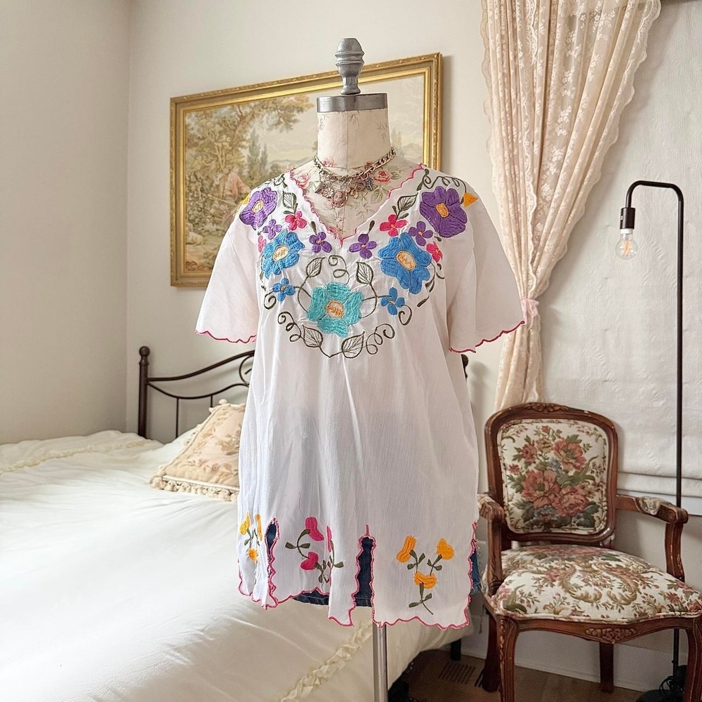 Embroidered Mexican Top 90s Amalin